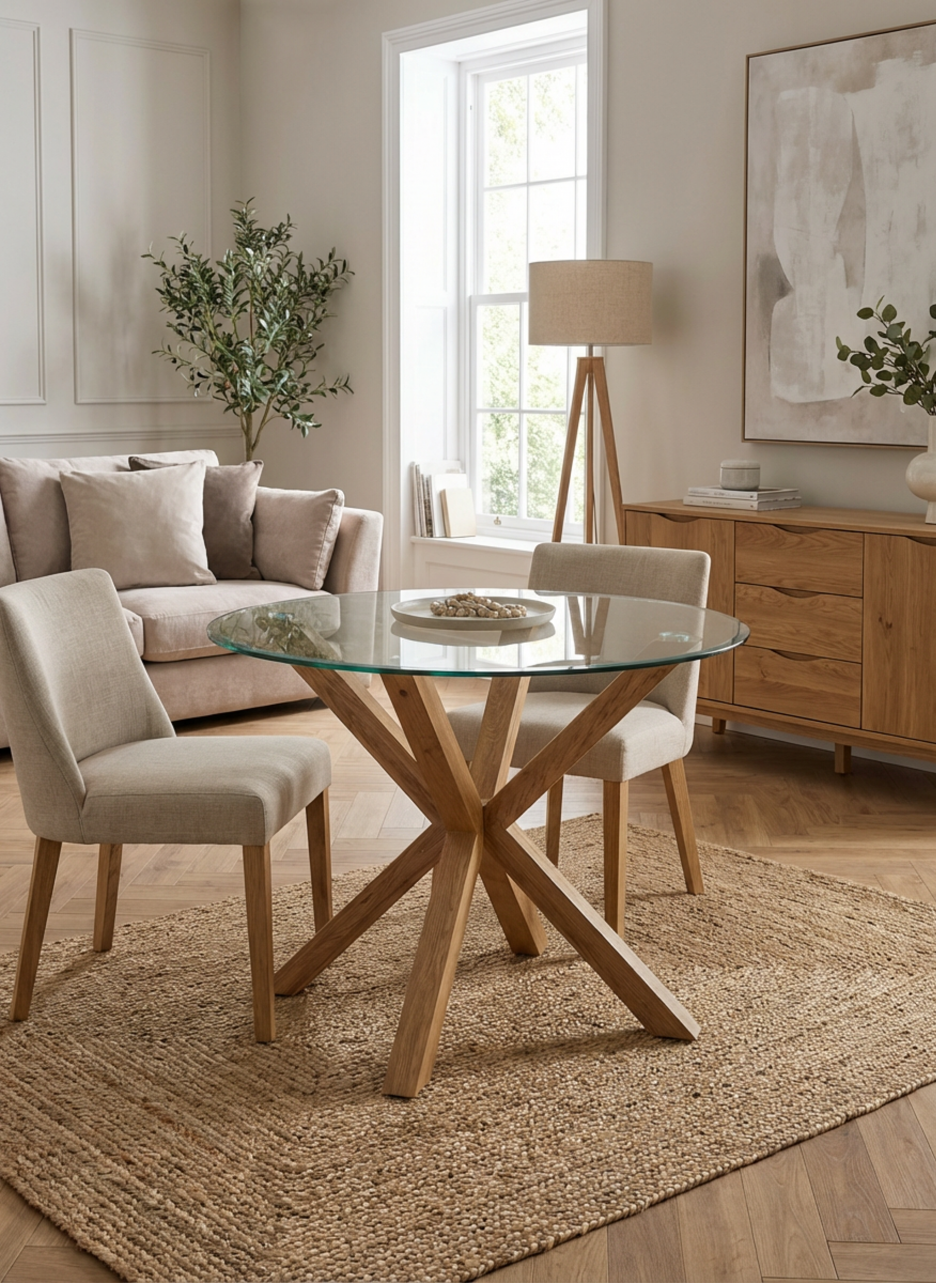 Mesa redonda de cristal templado