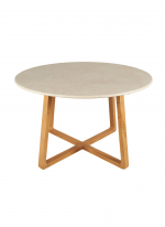 Mesa redonda de madera maciza y mármol frontal