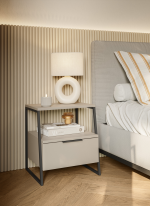 Mesita de noche color con patas metálica negras